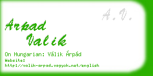 arpad valik business card